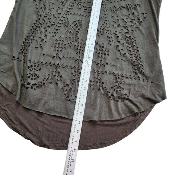 Tribal Women's Olive Green Laser Cut Blouse Size L - Picture 6 of 11